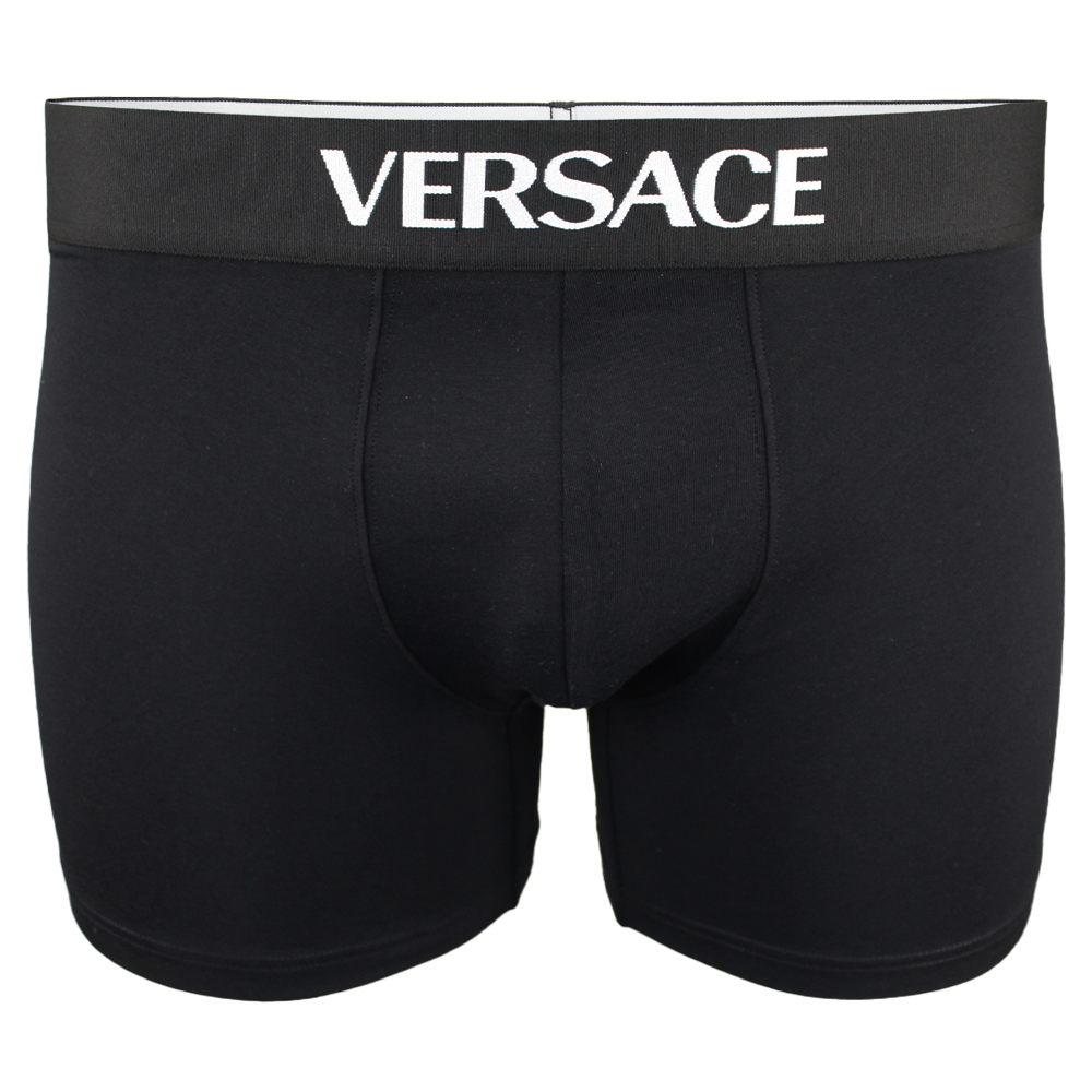 Black Versace boxer briefs on a white background