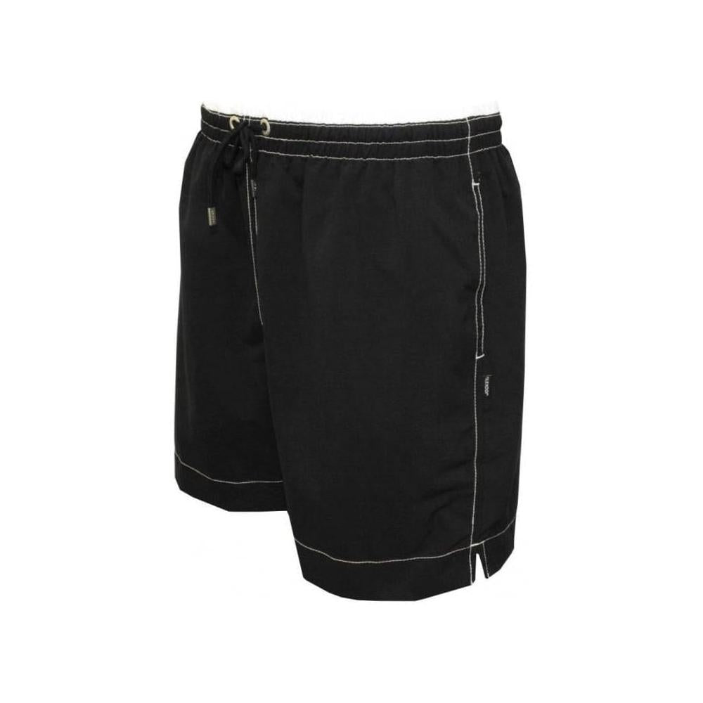Contrast Waistband Swim Shorts, Black/White-Jockey-UNDERU