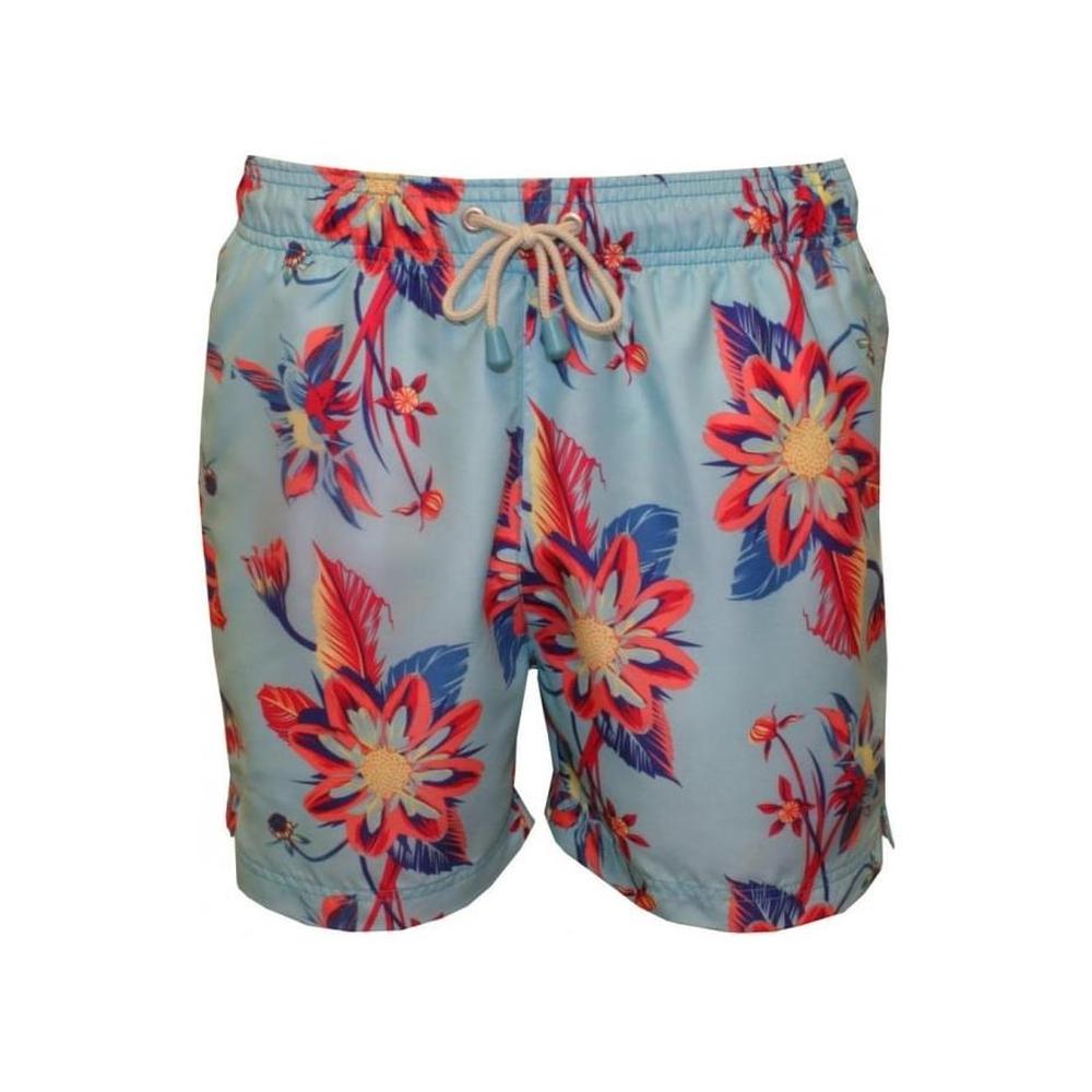 Tuckernuck Original Mid-Length Dahlia Floral Print Swim Shorts, Blue-Oiler & Boiler-UNDERU
