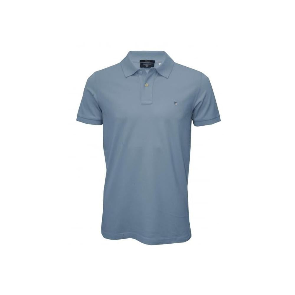 Solid Pique Polo Shirt, Capri Blue-GANT-UNDERU