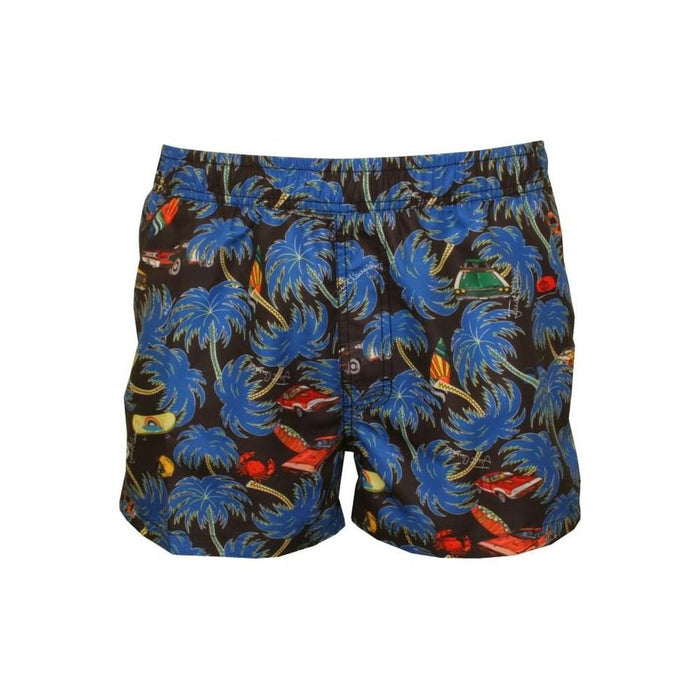 Surf & Cadillacs Swim Shorts, Black/Blue-Just Cavalli-UNDERU