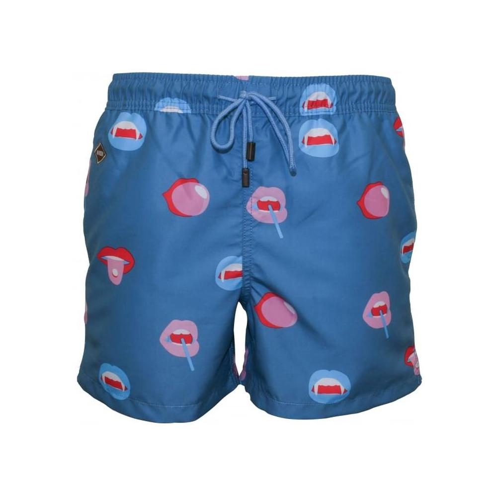 Big Mouth Swim Shorts, Teal Blue-Nikben-UNDERU
