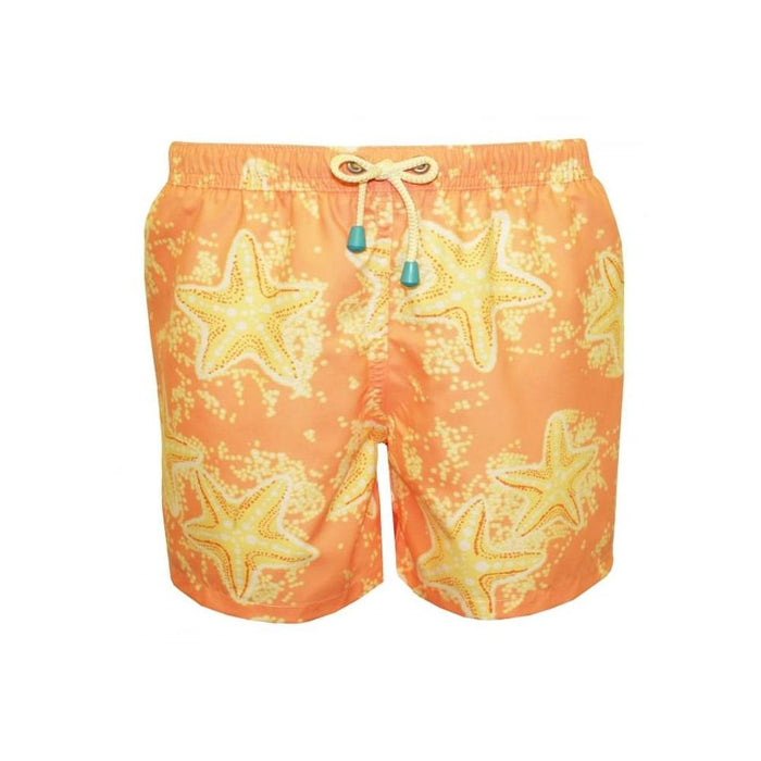 Starfish Print Boys Swim Shorts, Peach/Lemon-Oiler & Boiler-UNDERU