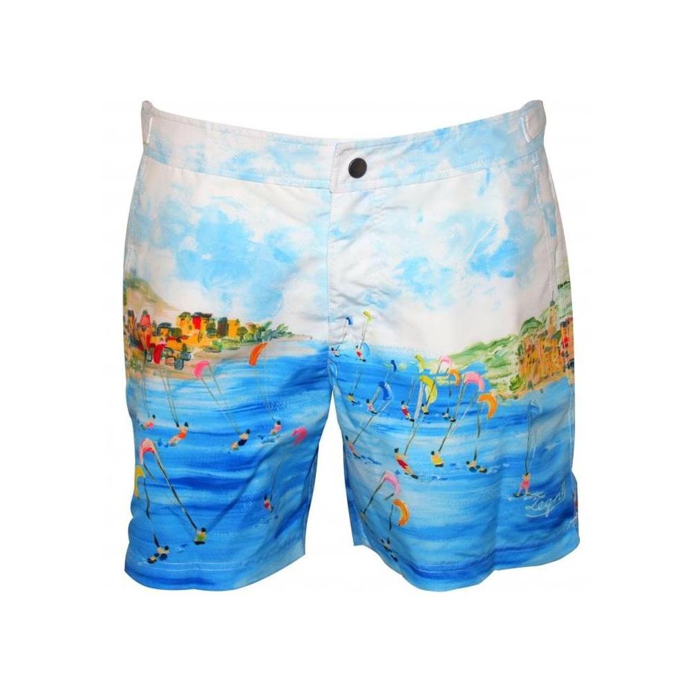 Lerici Seaview Print Swim Shorts, Azure Blue-Ermenegildo Zegna-UNDERU