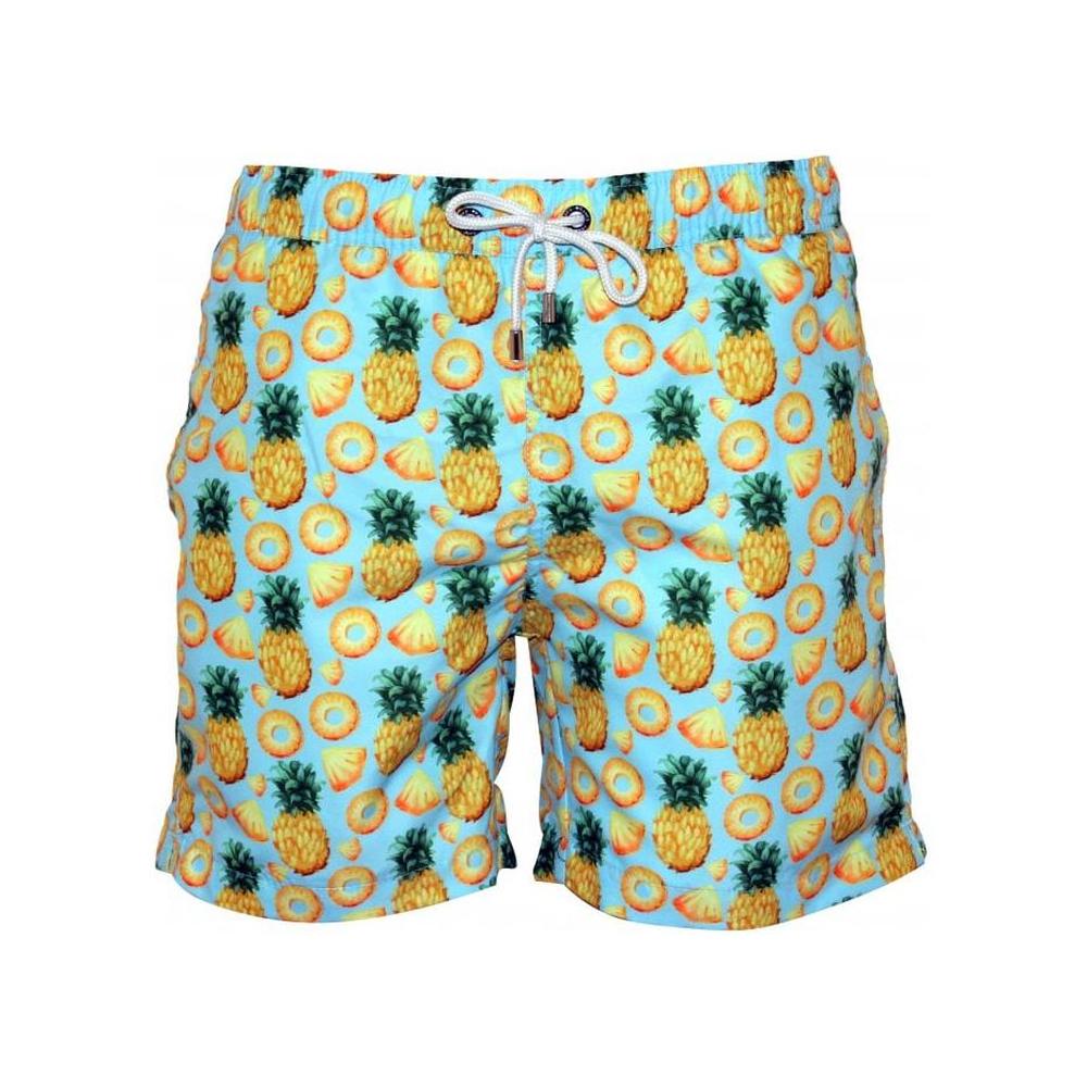 Pineapples Print Swim Shorts, Sky Blue-Franks-UNDERU