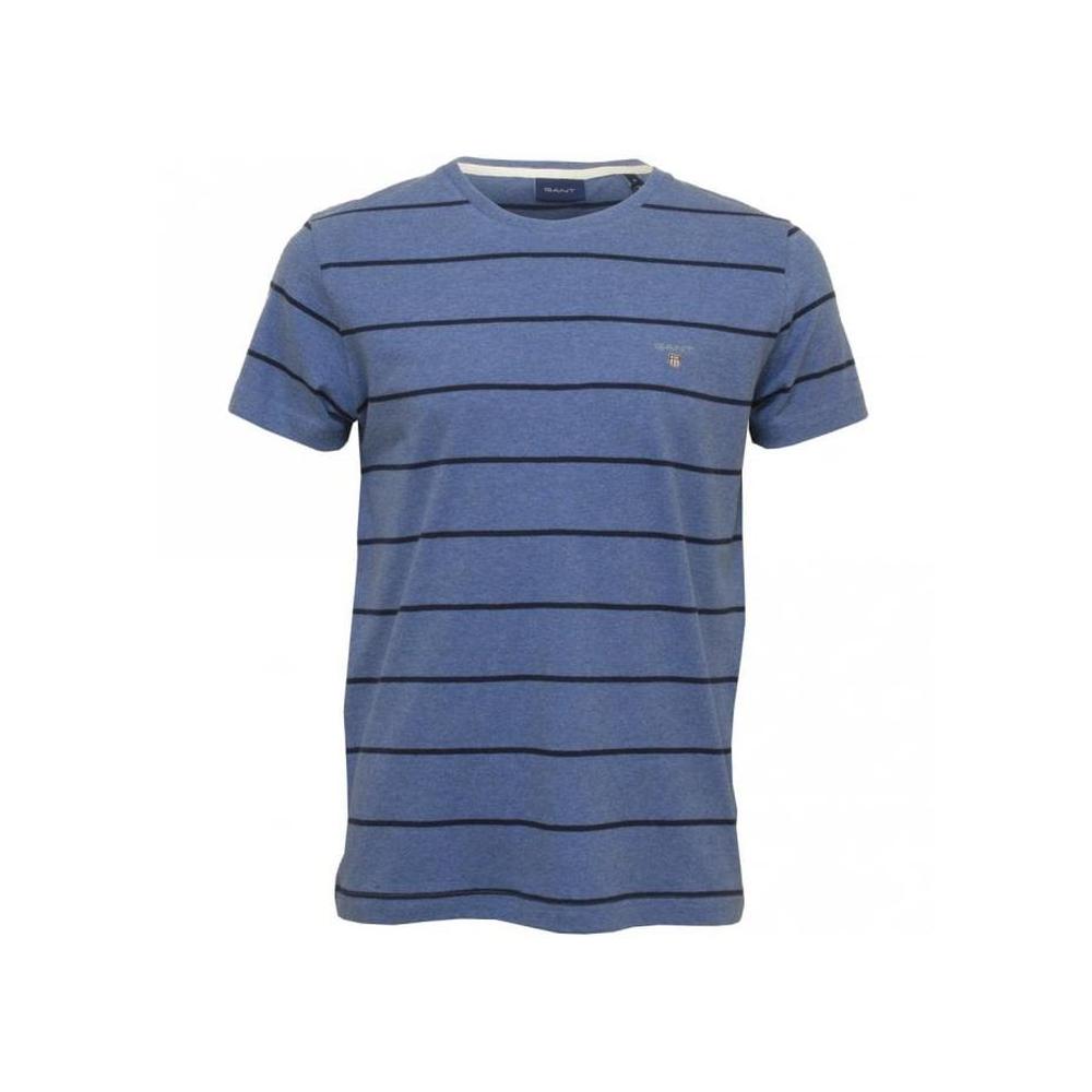 Breton Stripe Crew-Neck T-Shirt, Denim Blue Melange-GANT-UNDERU