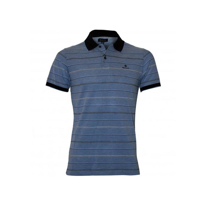 Oxford Stripe Pique Rugger Polo Shirt, Palace Blue-GANT-UNDERU