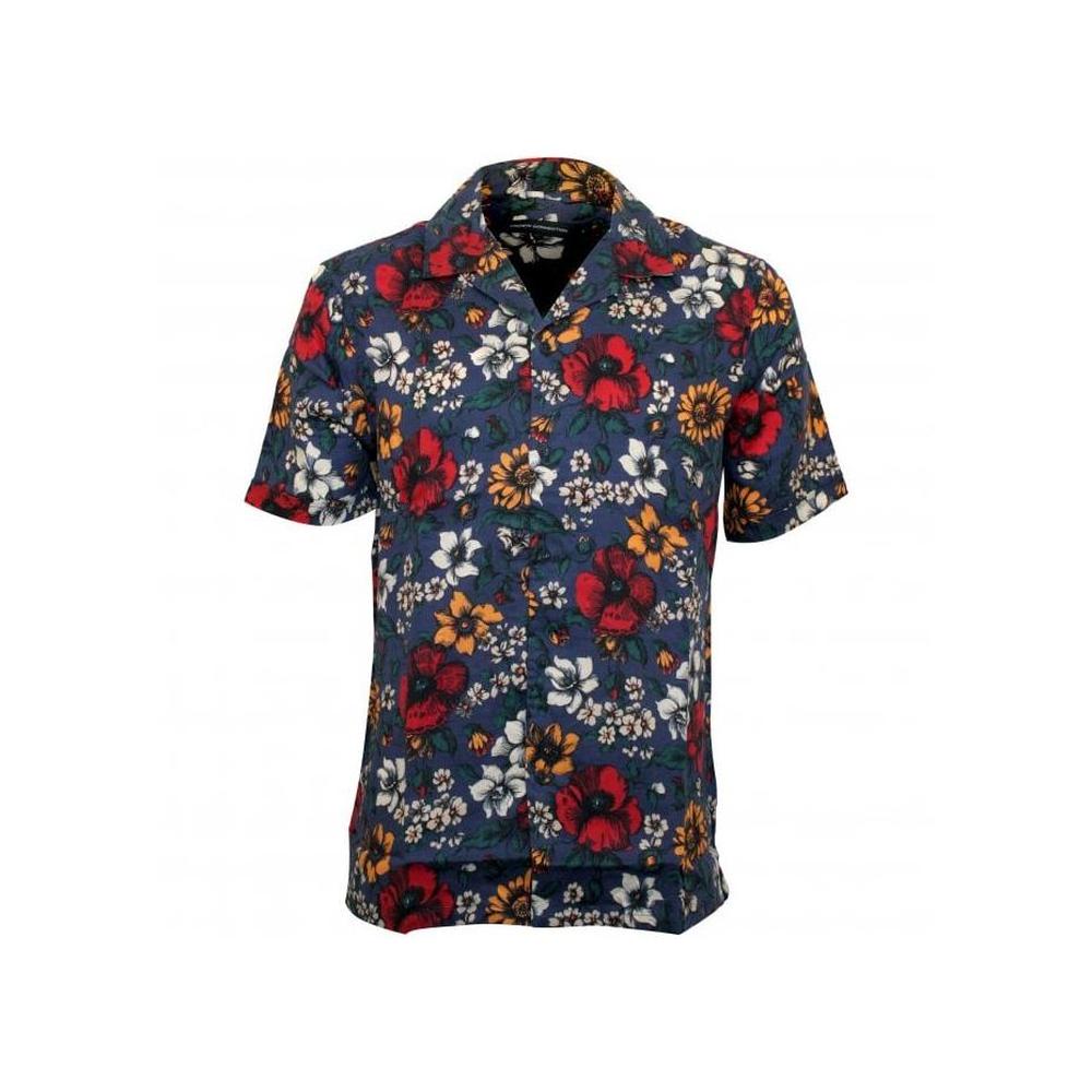 Floral Print Short-Sleeve Shirt, Bijou Blue-French Connection-UNDERU