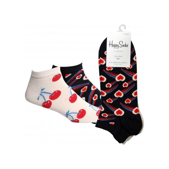 2-Pack Shooting Hearts & Cherries Trainer Socks, Navy/White-Happy Socks-UNDERU