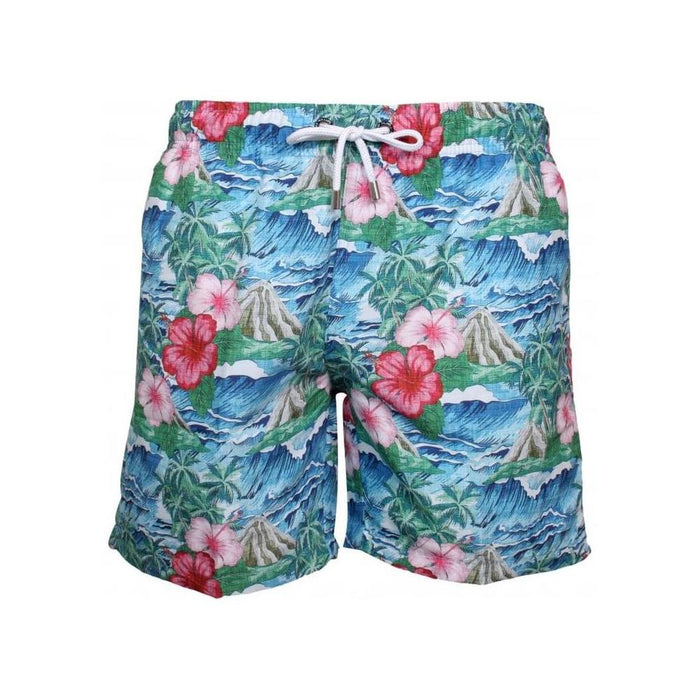 Oahu Floral Print Swim Shorts, Blue/Green/Pink-Franks-UNDERU