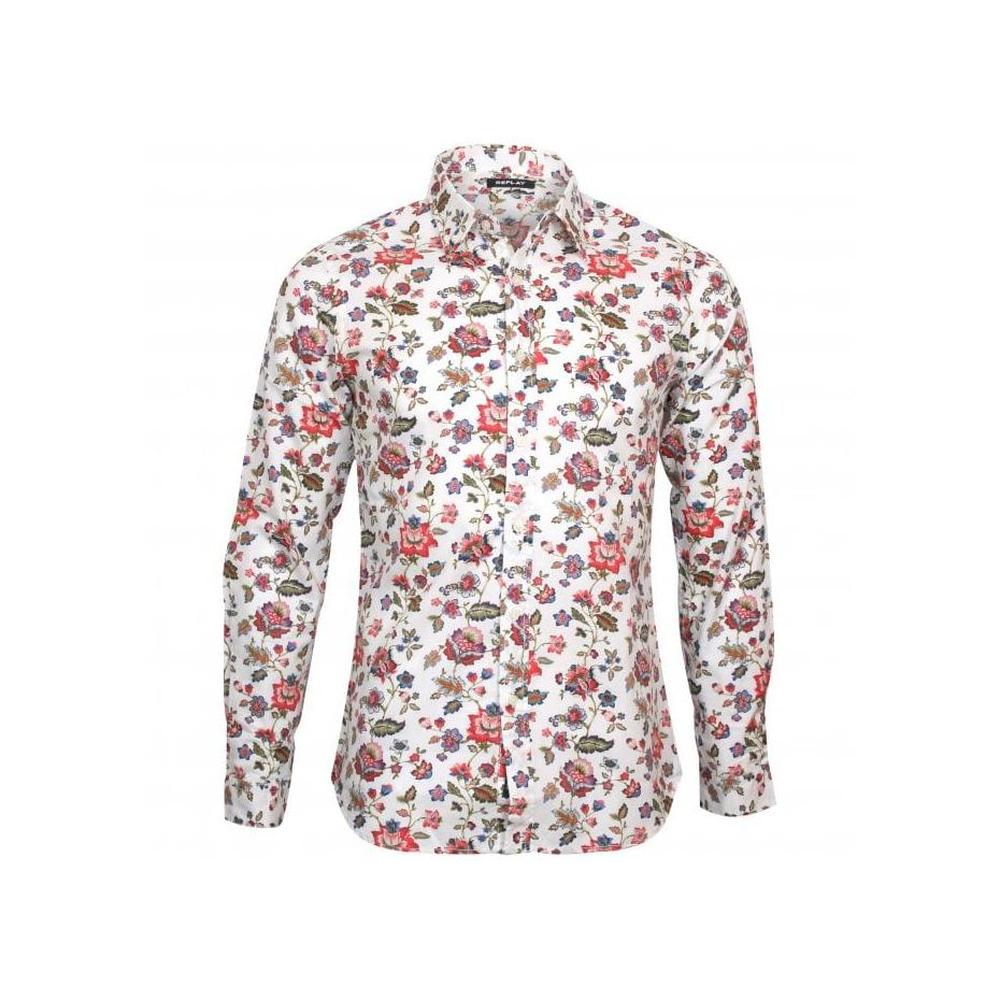 Multicolour Flowers Shirt, White-Replay-UNDERU