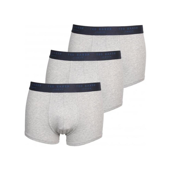 Ted Baker-3-Pack Contrast Logo Waistband Boxer Trunks, Heather Grey-UNDERU