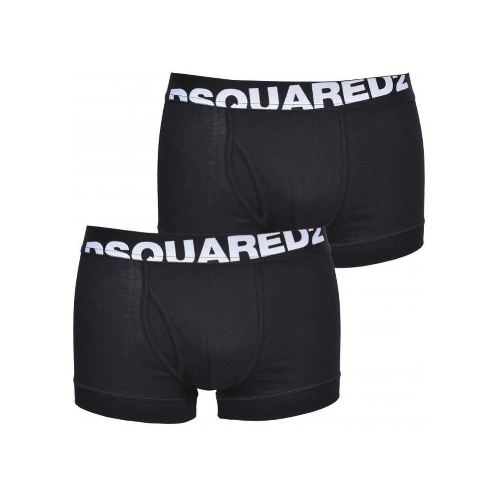 DSquared2-2-Pack Angled Logo Boxer Trunks, Black-UNDERU