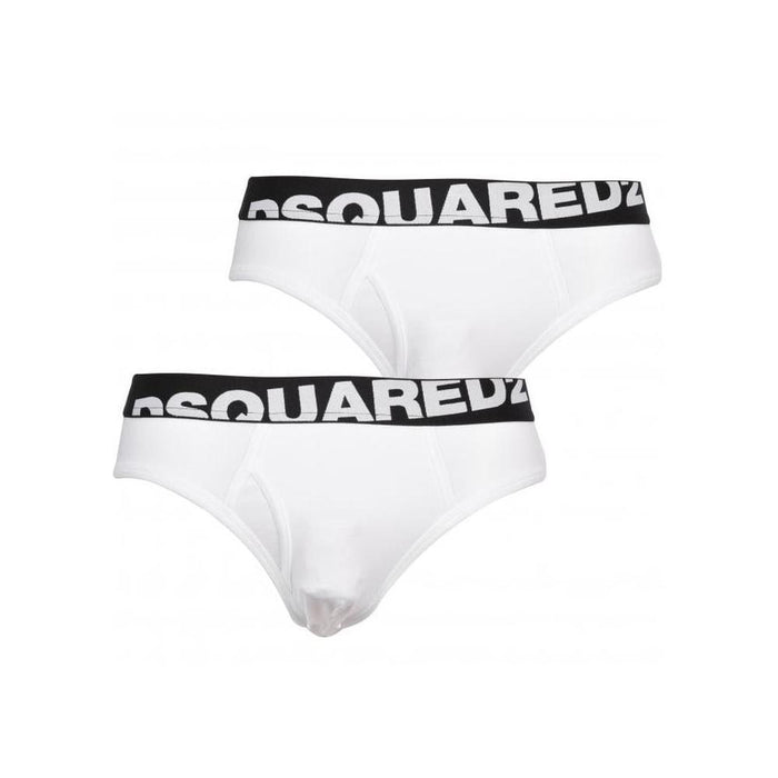 DSquared2-2-Pack Angled Logo Low-Rise Briefs, White-UNDERU