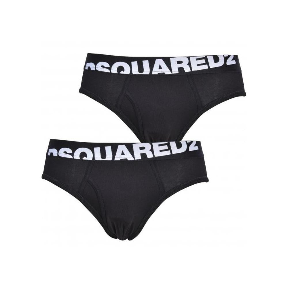 DSquared2-2-Pack Angled Logo Low-Rise Briefs, Black-UNDERU