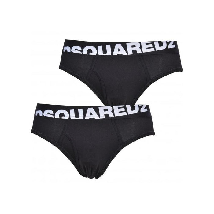 DSquared2-2-Pack Angled Logo Low-Rise Briefs, Black-UNDERU