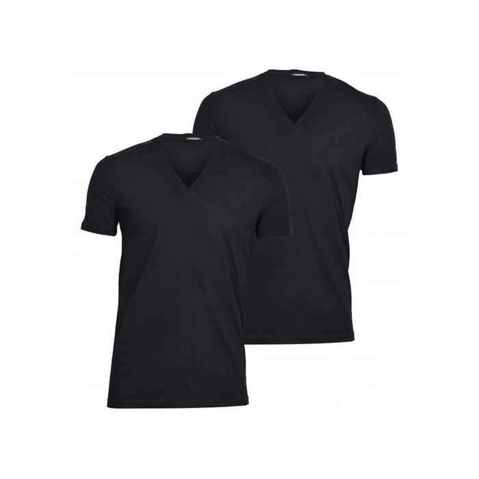 DSquared2-2-Pack Basic V-Neck T-Shirts, Black-UNDERU