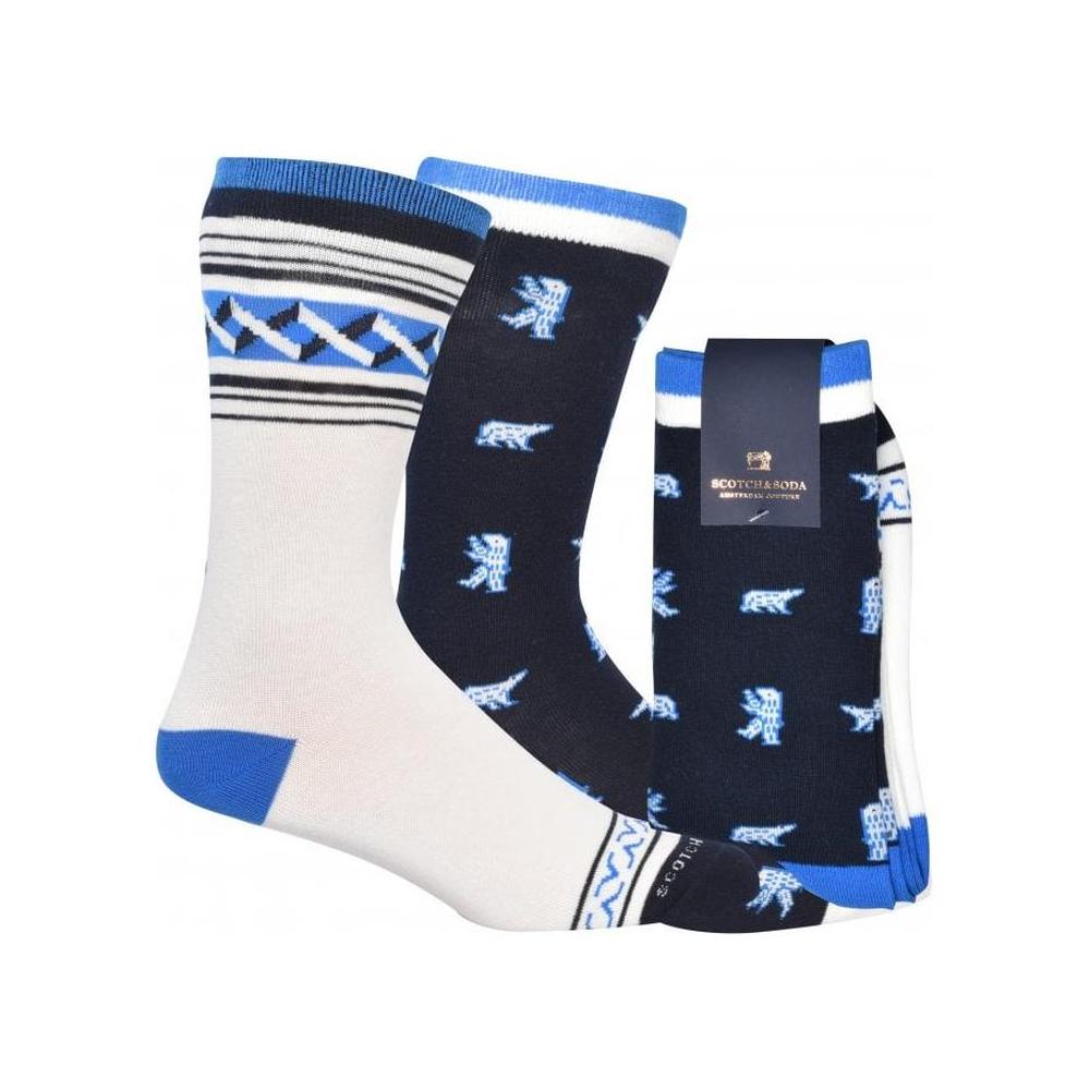 2-Pack Polar Bear and Fair Isle Socks, Navy/Cream-Scotch & Soda-UNDERU