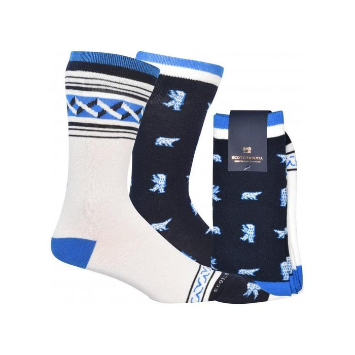 2-Pack Polar Bear and Fair Isle Socks, Navy/Cream-Scotch & Soda-UNDERU