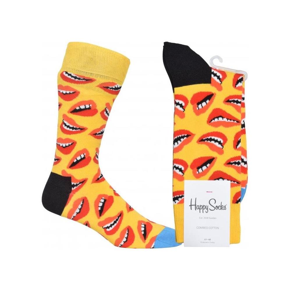 Lips Socks, Yellow-Happy Socks-UNDERU