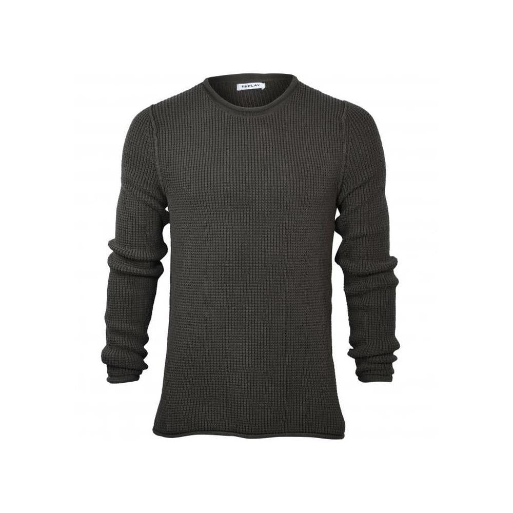 Hyperflex Cotton Heavy-Knit Crew-Neck Jumper, Khaki-Replay-UNDERU