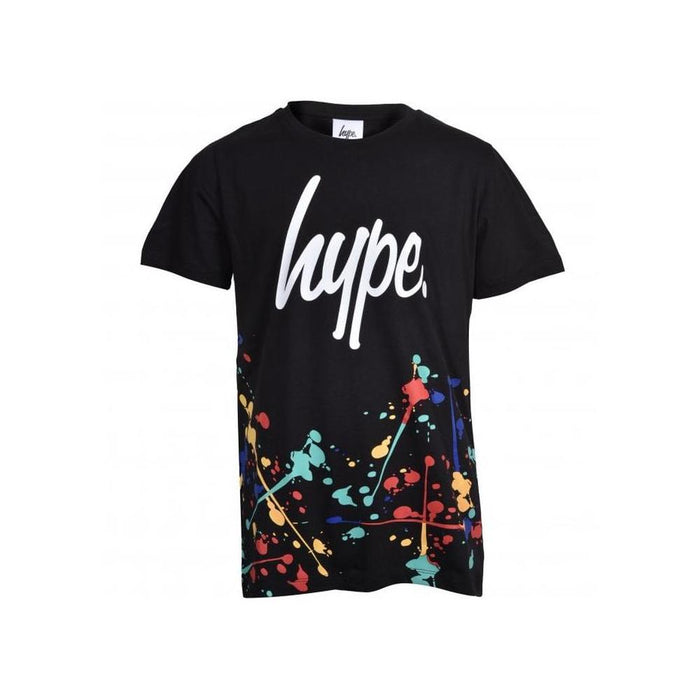 Hype-Boys Crew-Neck Paint Splatter T-Shirt, Black-UNDERU