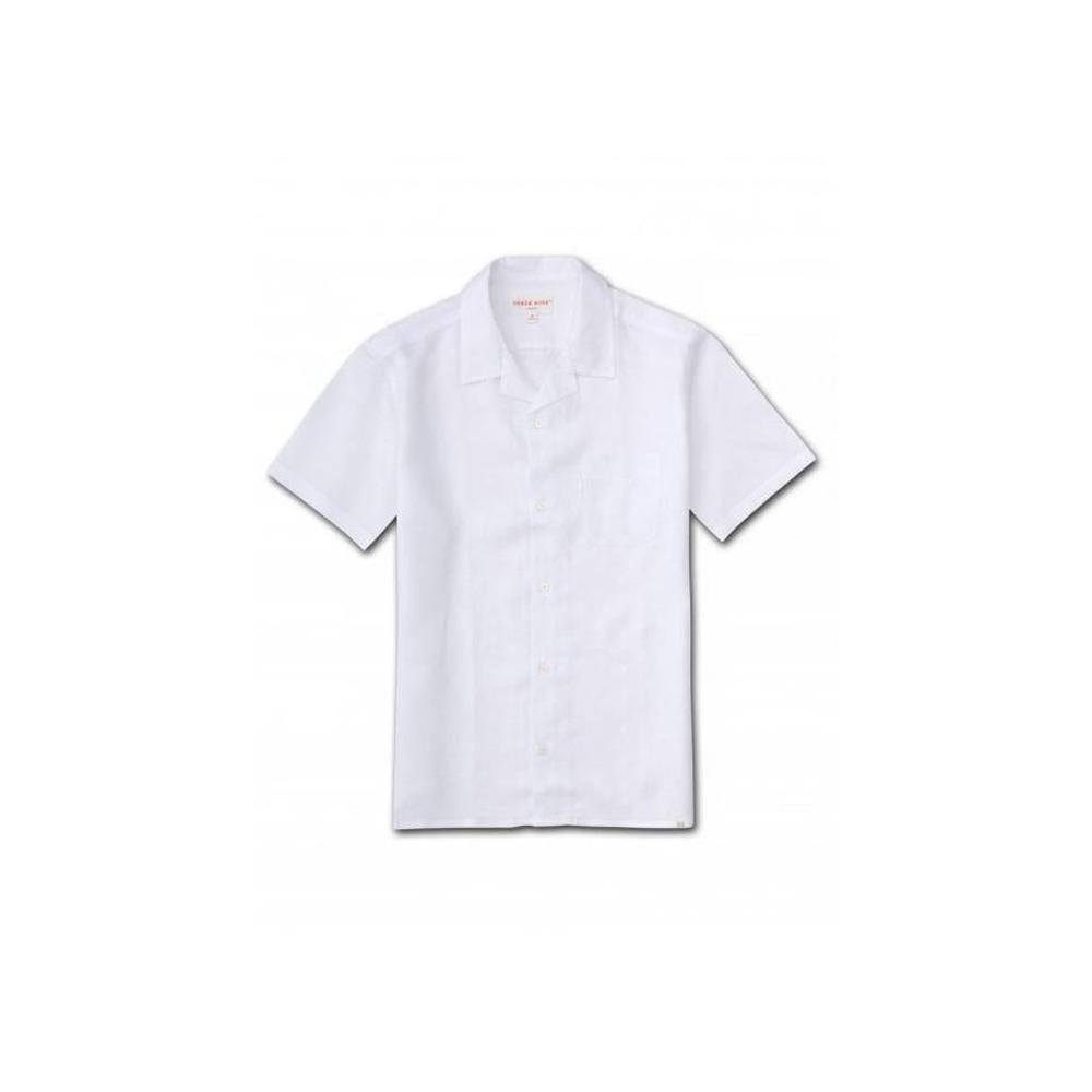 Monaco Pure Linen Short-Sleeve Shirt, White-Derek Rose-UNDERU
