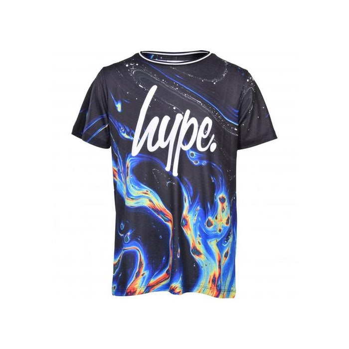 Boys Crew-Neck Rainbow Marble T-Shirt, Black-Hype-UNDERU