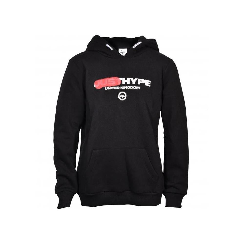 Boys Spray Logo Hoodie, Black-Hype-UNDERU