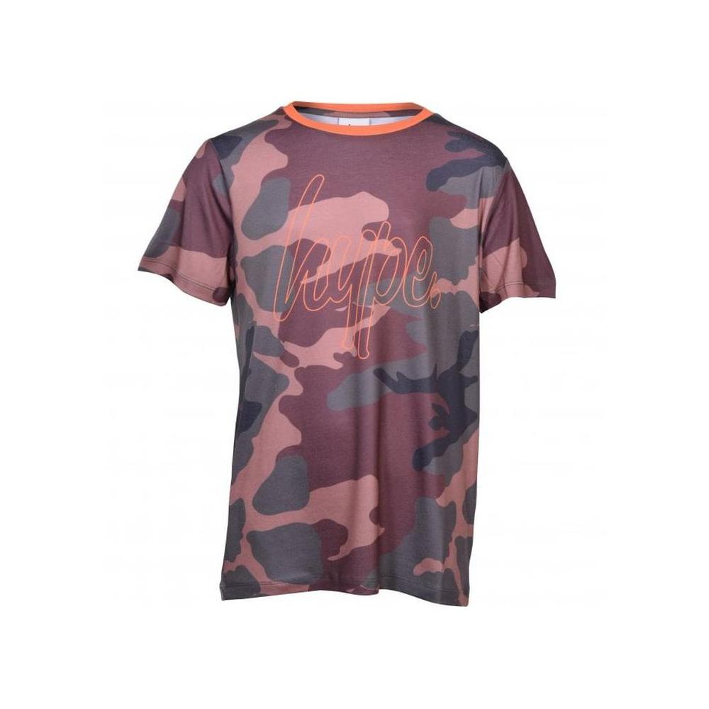 Boys Crew-Neck Camo T-Shirt, Khaki/orange-Hype-UNDERU