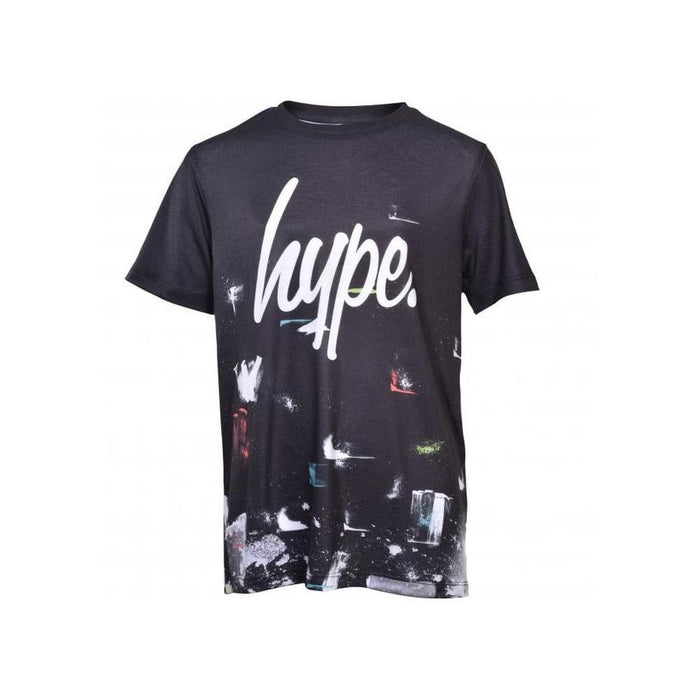 Boys Crew-Neck Art Splat T-Shirt, Black-Hype-UNDERU