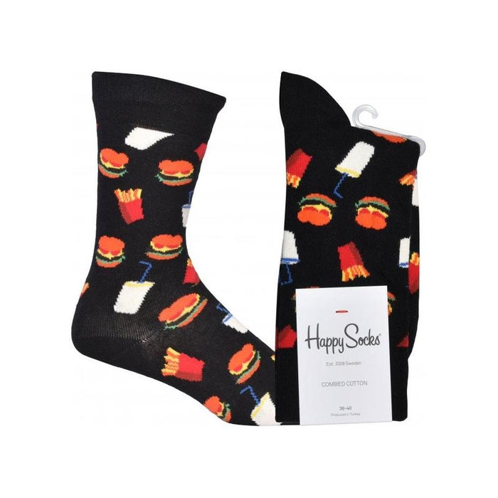 Hamburger & Fries Socks, Black/multi-Happy Socks-UNDERU