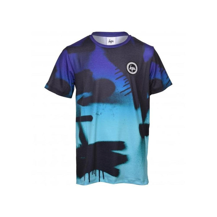 Boys Crew-Neck Fade Graffiti T-Shirt, Blue Mix-Hype-UNDERU