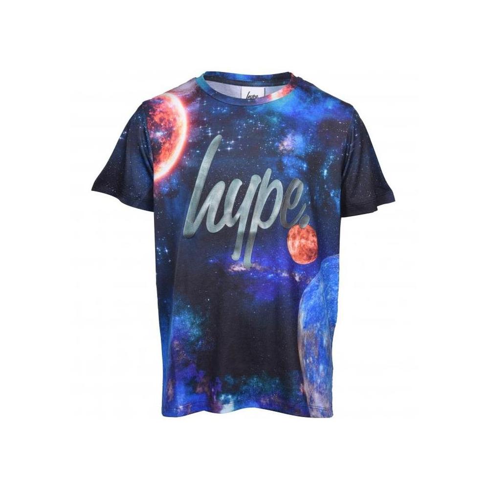 Boys Crew-Neck Space T-Shirt, Blue/multi-Hype-UNDERU