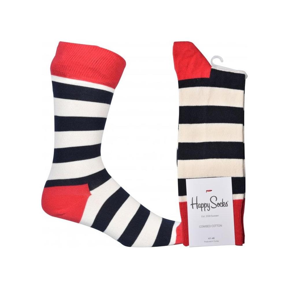 Stripe Socks, Navy/White/Red-Happy Socks-UNDERU