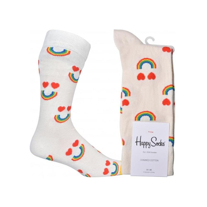Happy Rainbow Socks, White-Happy Socks-UNDERU