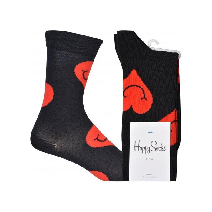 Jumbo Smiley Heart Socks, Black/red-Happy Socks-UNDERU