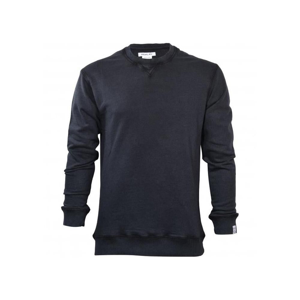 Classic Stone Wash Sweatshirt, Black-Replay-UNDERU