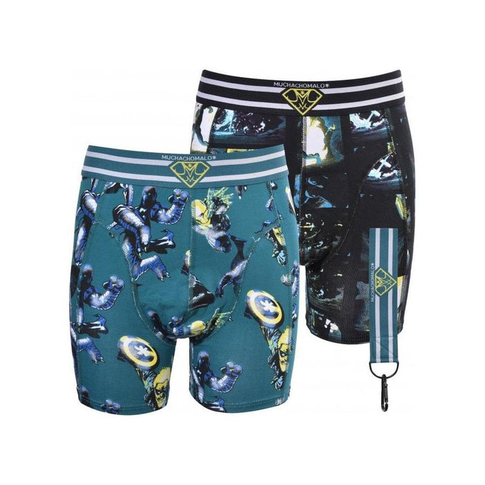 Boys 2-Pack Comic Strip Boxer Briefs, Green/Black-Muchachomalo-UNDERU