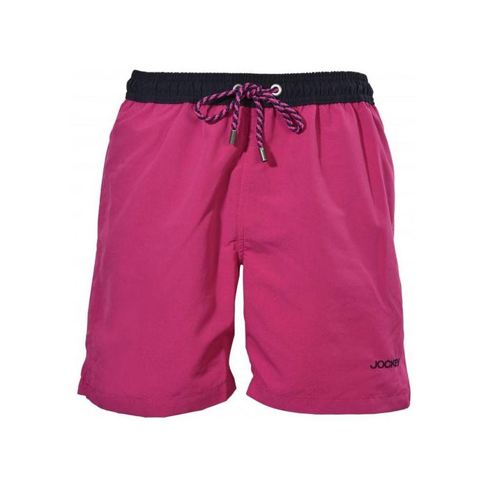 Jockey-Contrast Waistband Longer-Length Swim Shorts, Fuchsia/black-UNDERU