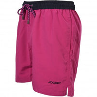 Jockey-Contrast Waistband Longer-Length Swim Shorts, Fuchsia/black-UNDERU