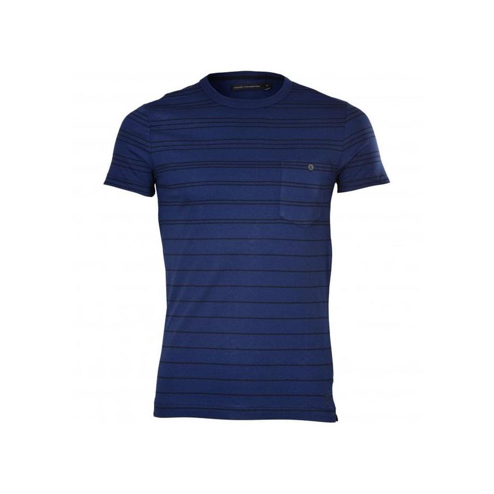 Tri-Stripe Chest Pocket T-Shirt, French Blue-French Connection-UNDERU