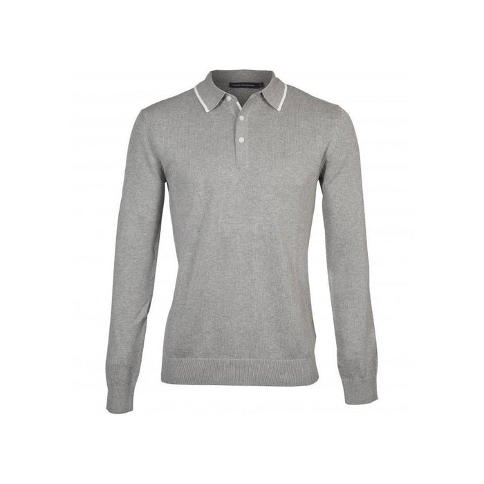 Lightweight Cotton Polo Jumper, Grey Melange-French Connection-UNDERU