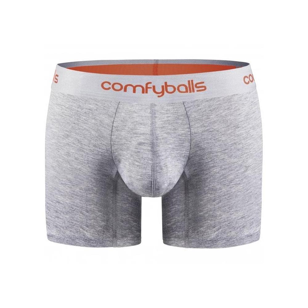 Comfyballs-Modal Cotton Stretch Boxer Brief, Heather Grey / orange-UNDERU