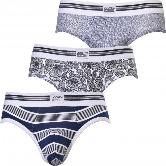 Jockey 3Pack Geo/Stripes/Shells Briefs, Blue UnderU