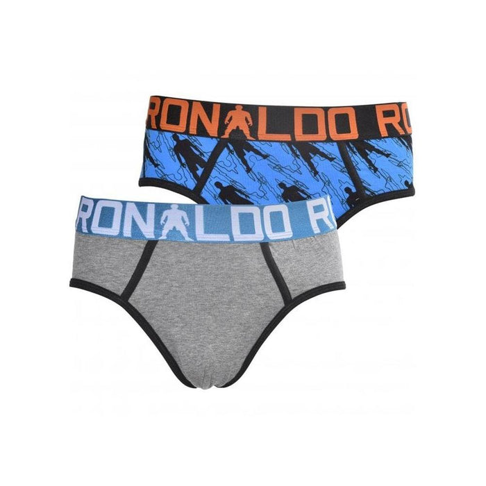 2-Pack Silhouettes & Contrast Trim Boys Briefs, Grey/Blue-CR7-UNDERU