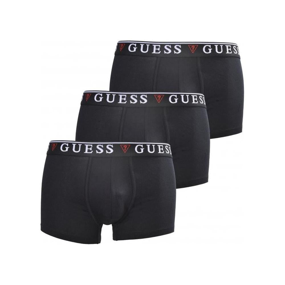 3-Pack Classic Logo Boxer Trunks, Jet Black-Guess-UNDERU
