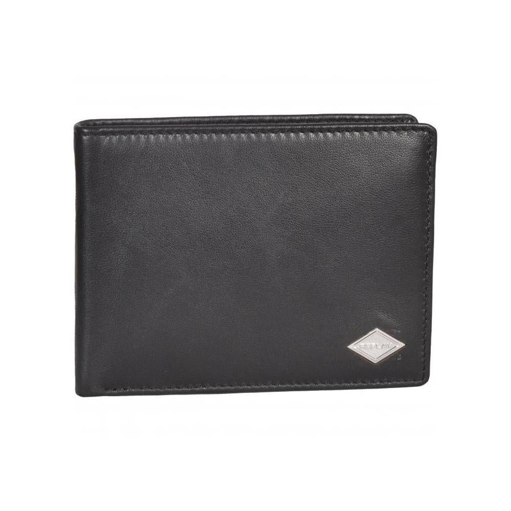 Premium Bi-Fold Coin-Pocket Leather Wallet, Black-Replay-UNDERU