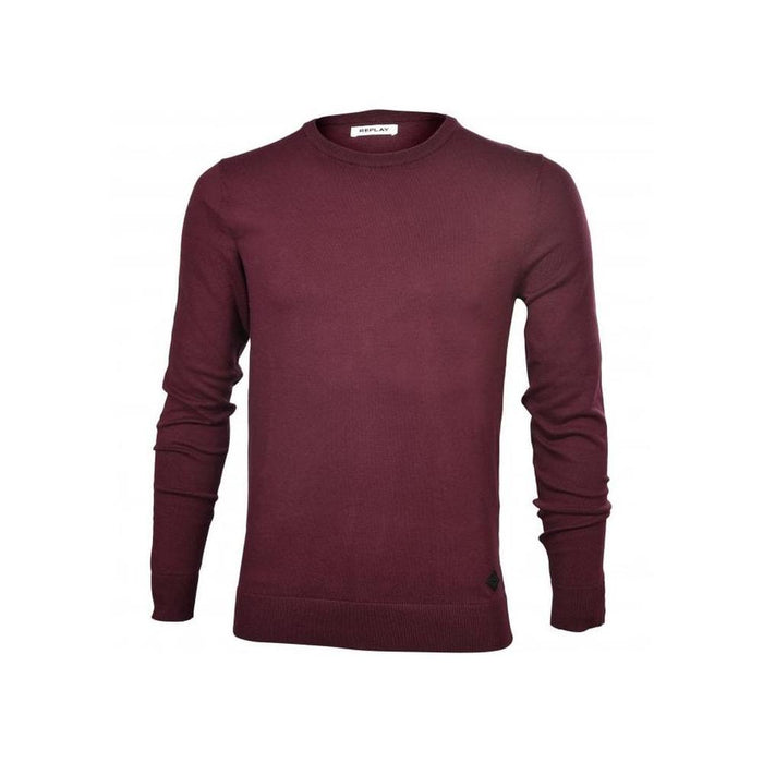 Hyperflex Cotton Crew-Neck Jumper, Burgundy-Replay-UNDERU