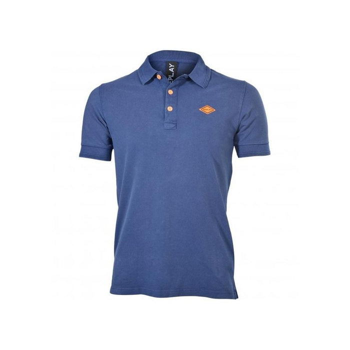 Pique Polo Shirt, Indigo Blue-Replay-UNDERU